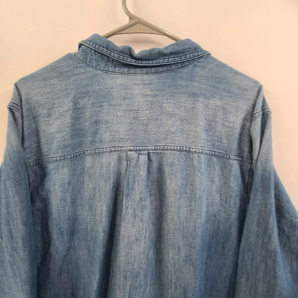 Old Navy Blue Denim Button Down Shirt - Picture 5 of 6
